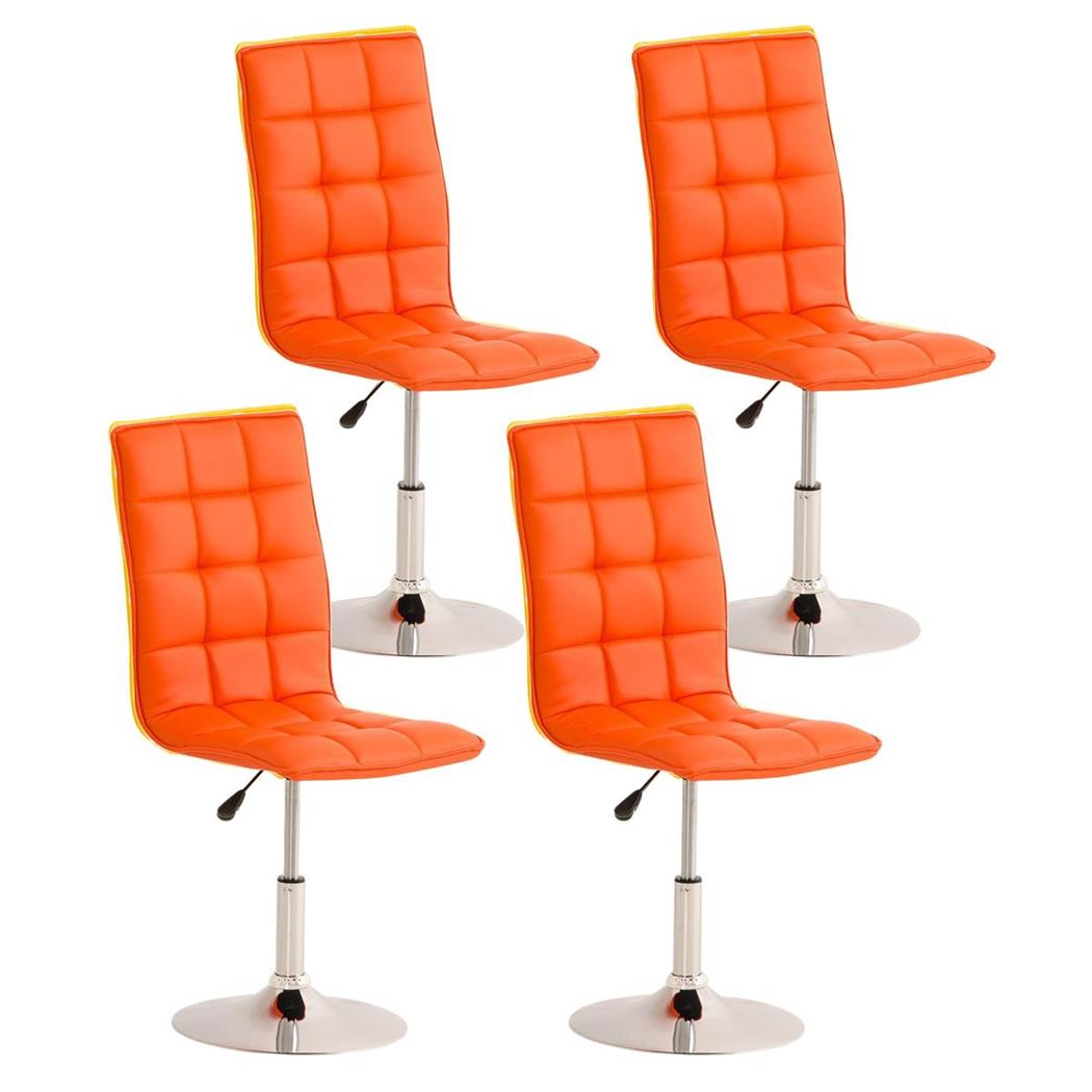 Set van 4 Eetkamer- of Keukenstoelen PESCARA LEDER, in Hoogte Verstelbaar, Oranje