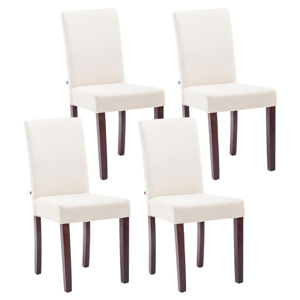 Set van 4 Eetkamerstoelen ADRIA, in Crèmekleurige Stof, Donkerbruine Houten Poten 