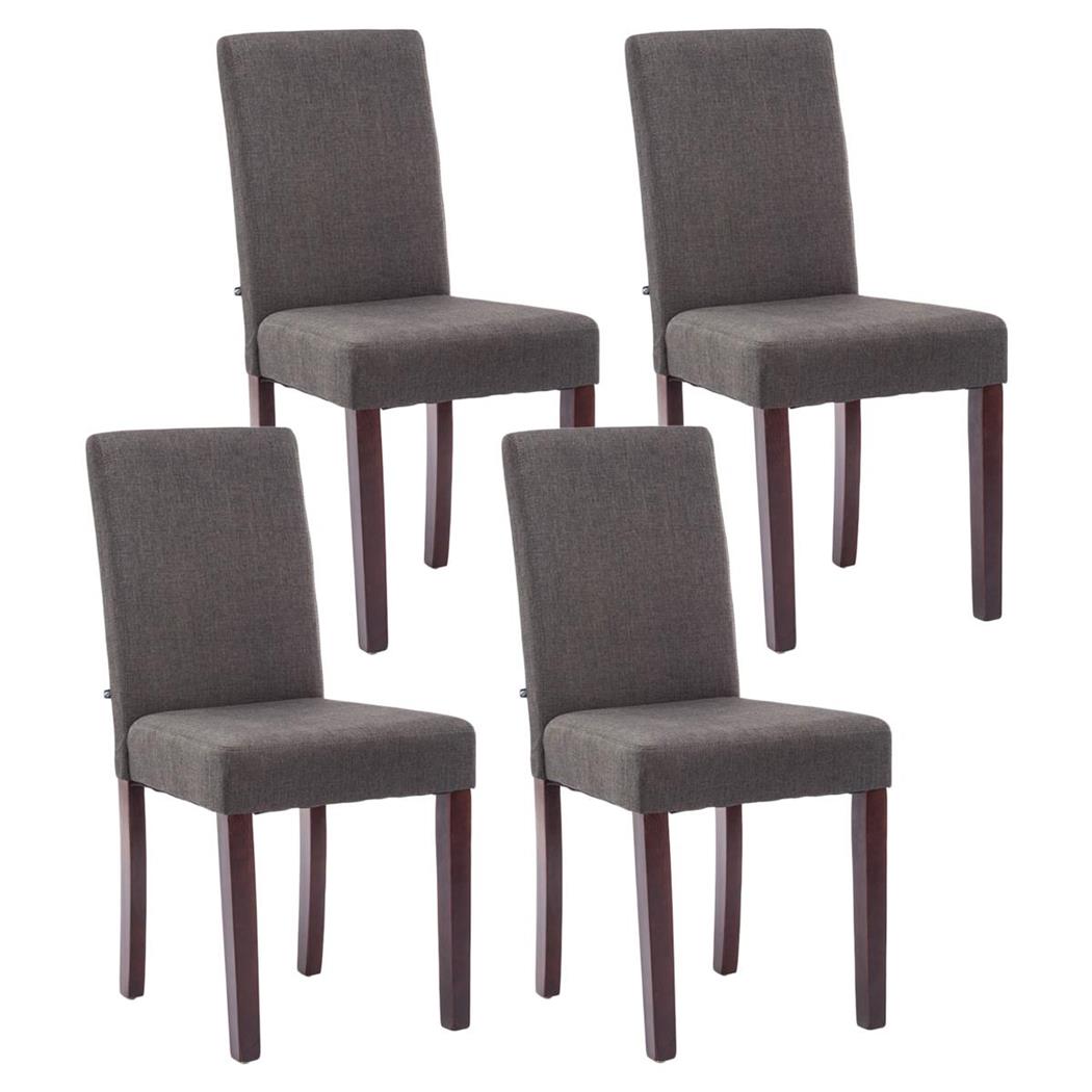 Set van 4 Eetkamerstoelen ADRIA, in Donkergrijze Stof, Donkerbruine Houten Poten 