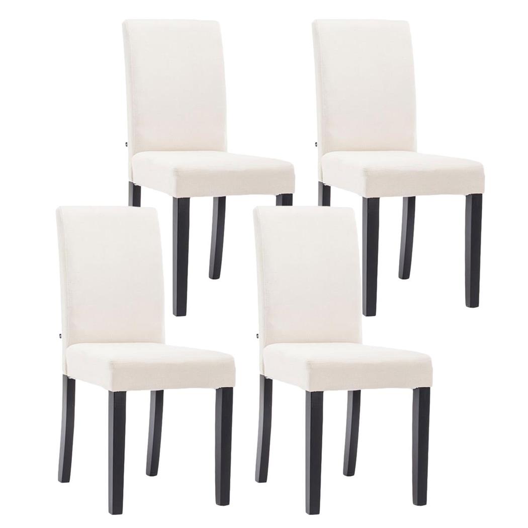 Set van 4 Eetkamerstoelen ADRIA, in Crèmekleurige Stof, Zwarte Houten Poten 