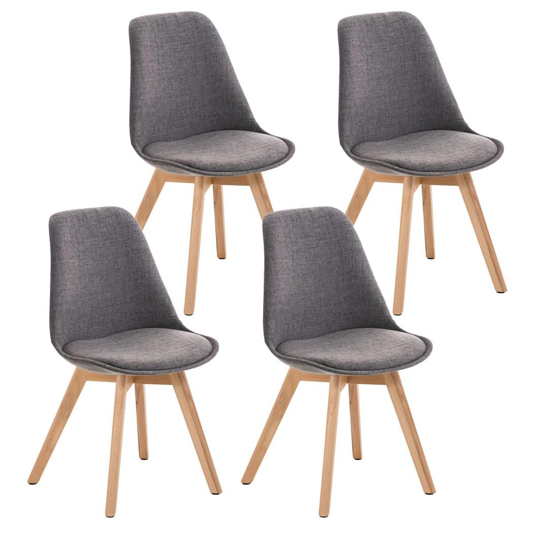 SET van 4 LOREN STOF Stoelen, met Lichthouten Poten, Lichtgrijs