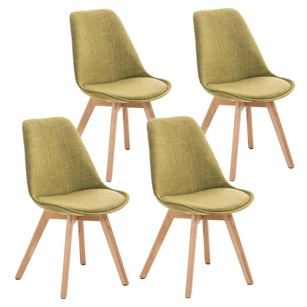 SET van 4 LOREN STOF Stoelen, met Lichthouten Poten, Groen