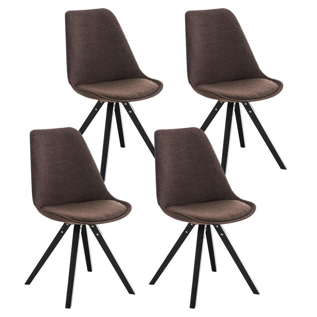 Set van 4 Eetkamerstoelen BAHIA, in Bruine Stof en Zwarte Poten