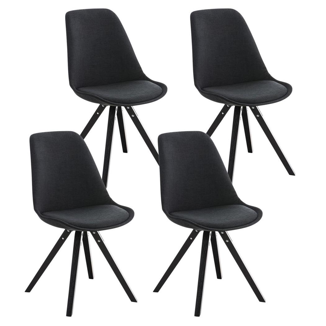 Set van 4 Eetkamerstoelen BAHIA, in Zwarte Stof en Zwarte Poten