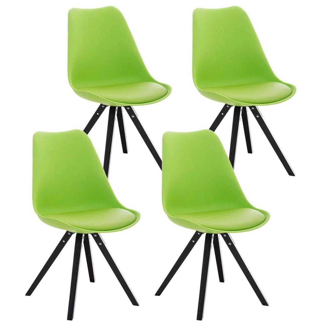 Set van 4 Eetkamerstoelen BAHIA LEDER, Groen met Zwarte Poten