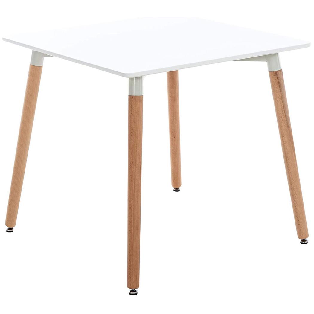 Polyvalente Tafel BERGER, 80x80x75cm, MDF-Houten Tafelblad en Beukenhouten Structuur, Wit