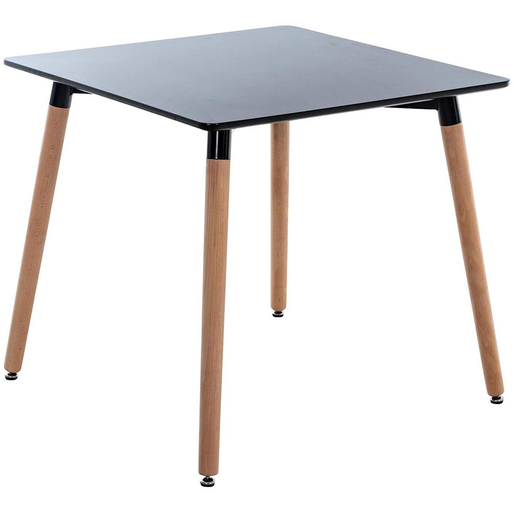 Polyvalente Tafel BERGER, 80x80x75cm, MDF-Houten Tafelblad en Beukenhouten Structuur, Zwart