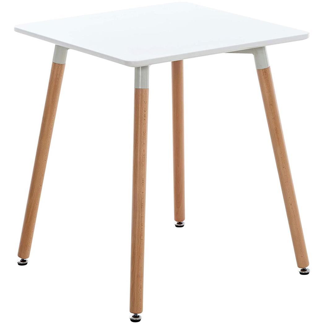 Polyvalente Tafel BERGER, 60x60x70cm, MDF-Houten Tafelblad en Beukenhouten Structuur, Wit