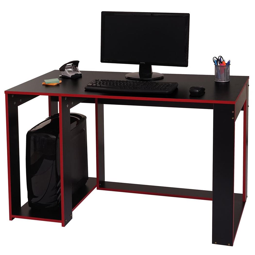 Computerbureau RODES, 120x60x76cm, Lineair Ontwerp, in Zwart en Rood Hout