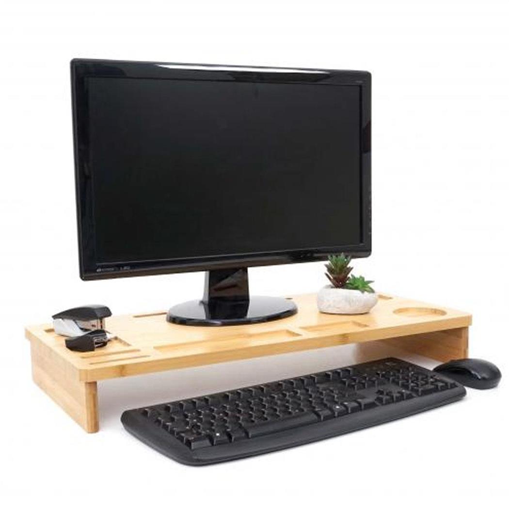 Monitorstandaard ERGHOS, Bureau Organizer 9x65x31cm, in Bamboe