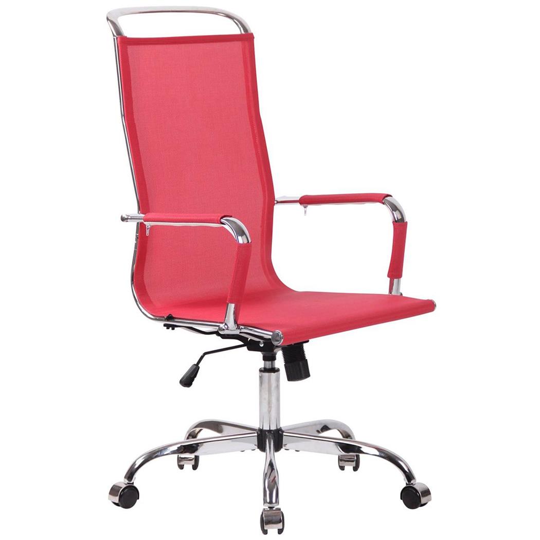 Bureaustoel SAMANTHA, Verchroomd Metalen Frame, Comfortabele Netstof, Kleur Rood