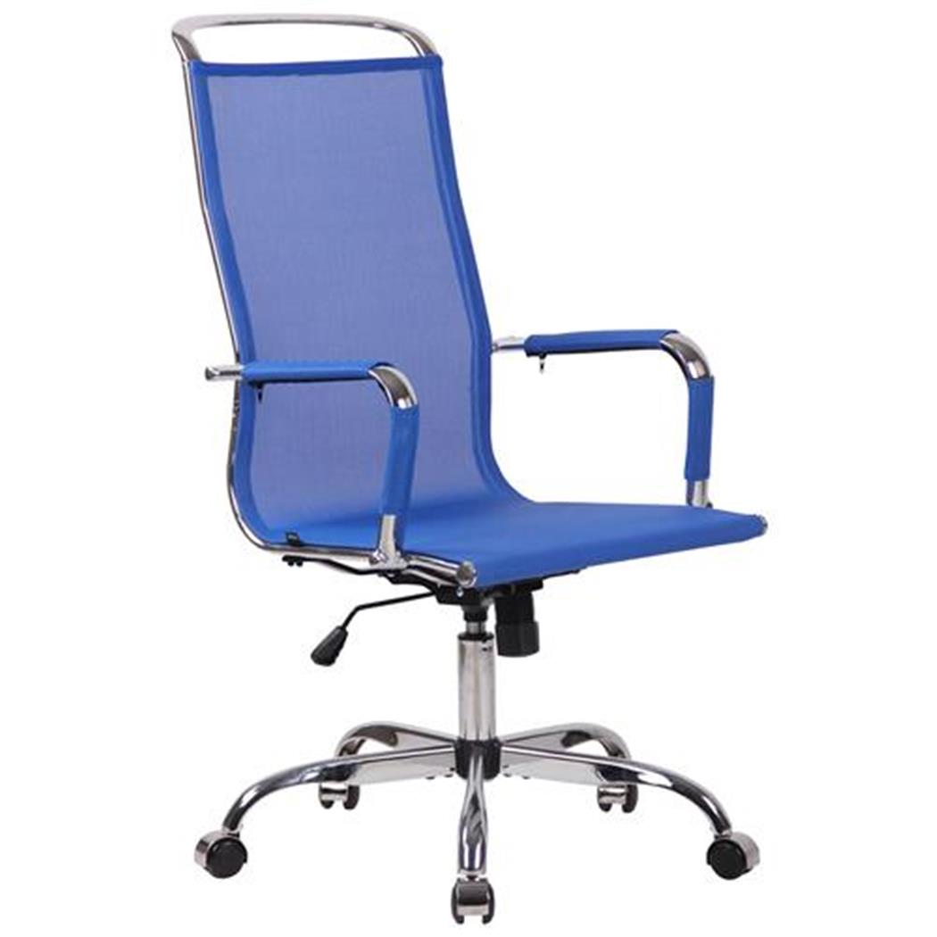 Bureaustoel SAMANTHA, Verchroomd Metalen Frame, Comfortabele Netstof, Kleur Blauw