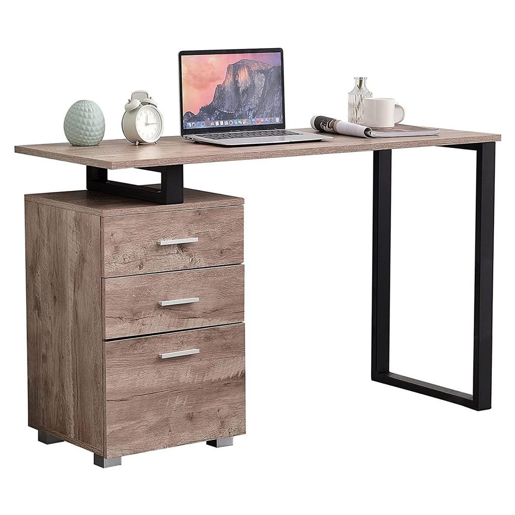 Computertafel PERTH, met Lades, Afmetingen 120x50x75 cm, in Lichtbruin Hout