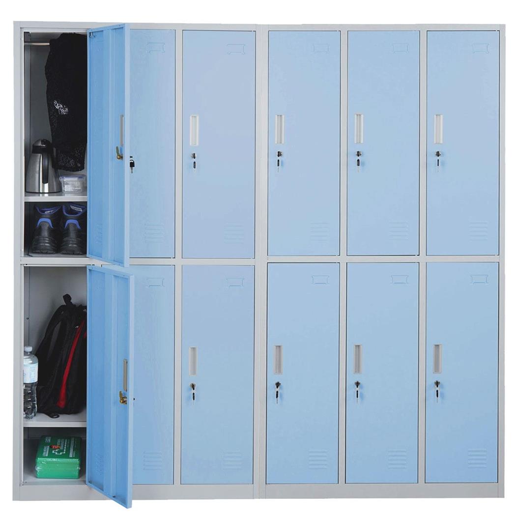 Metalen Lockerkast EVELYN, 180x180x50 cm, 12 Kluisjes met Slot, Kleur Blauw