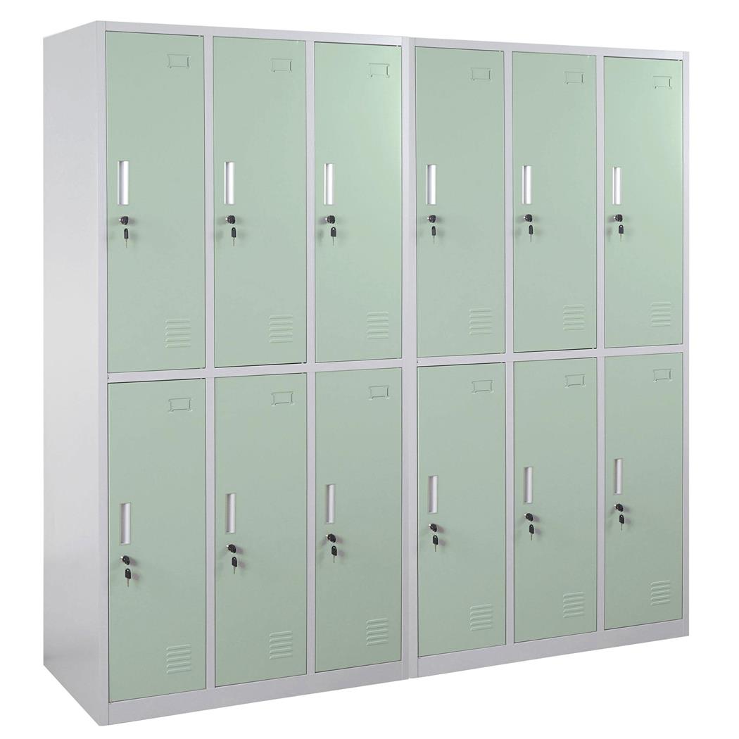 Metalen Lockerkast EVELYN, 180x180x50 cm, 12 Kluisjes met Slot, Kleur Groen