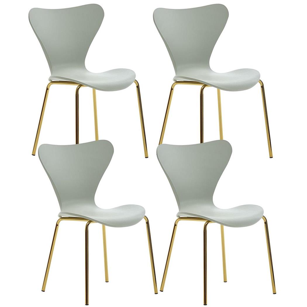 Set van 4 Eetkamerstoelen COVER, Elegant Ontwerp, met Goudkleurige Poten, Kleur Groen