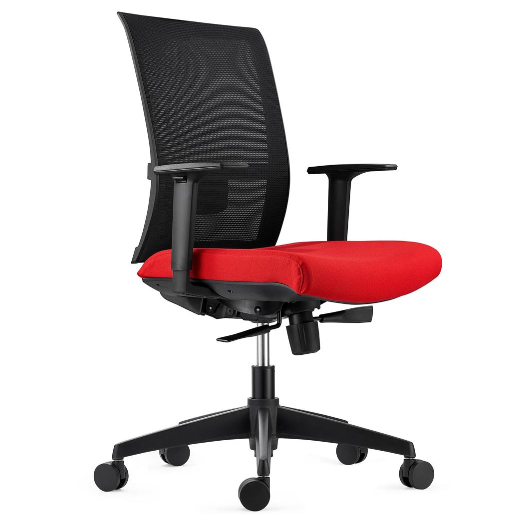 DEMO# Ergonomische Bureaustoel EXON, Lendensteun, Gebruik 8h, in Stof en Mesh, Kleur Rood