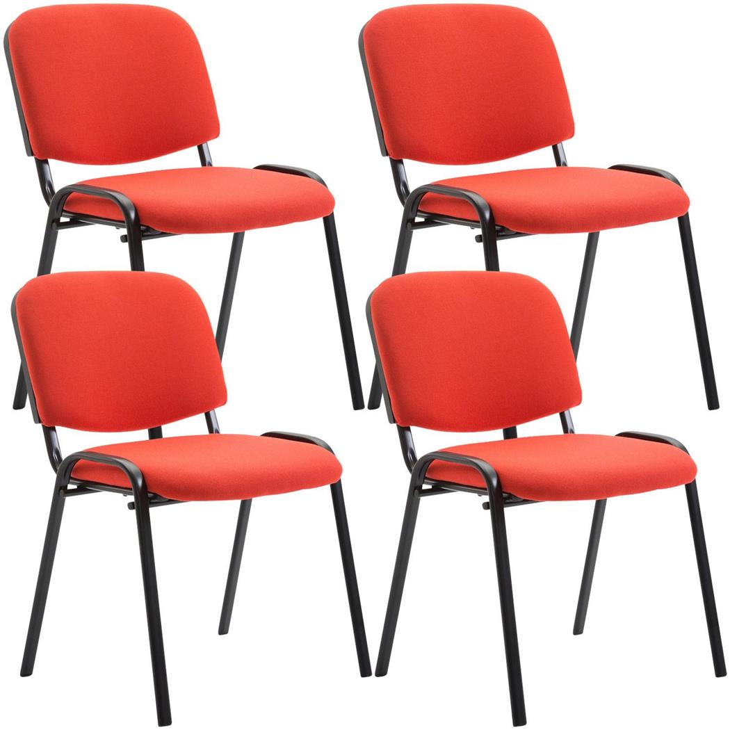 Set van 4 Vergaderstoelen MOBY BASE, Erg Praktisch, Ongelooflijke Prijs, Kleur Rood en Zwarte Poten