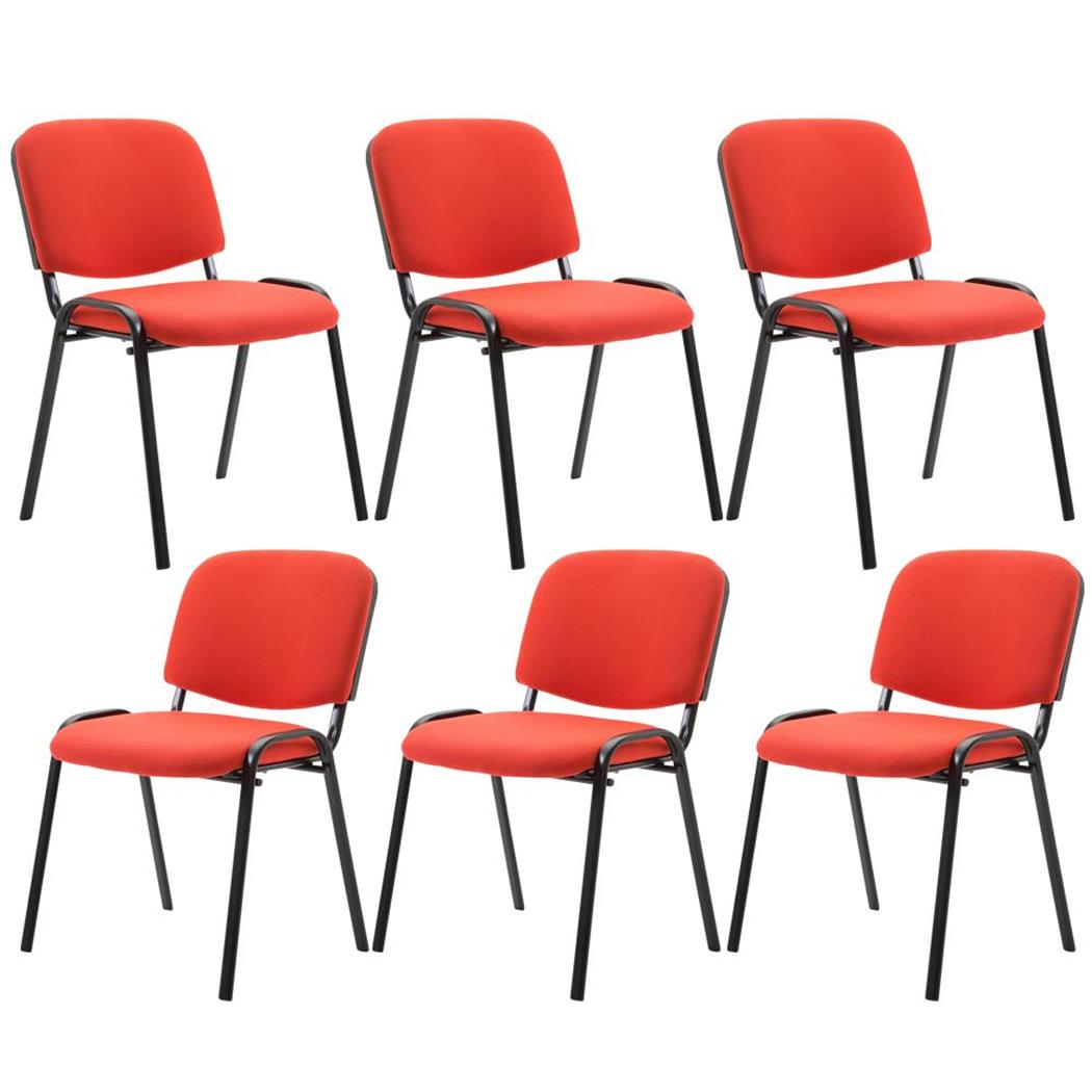 Set van 6 Vergaderstoelen MOBY BASE, Erg Praktisch, Ongelooflijke Prijs, Kleur Rood en Zwarte Poten