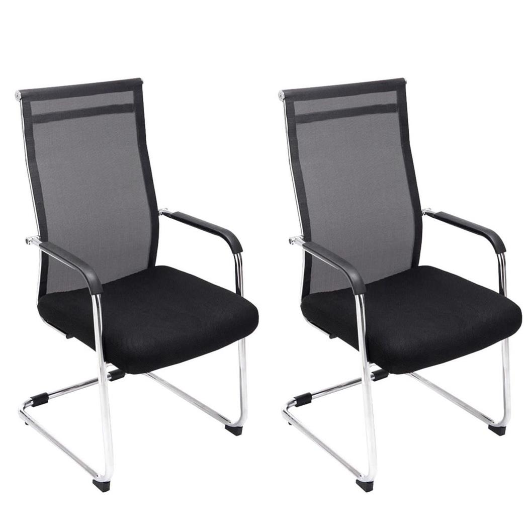 Set van 2 vergaderstoelen BRAMEN, Metalen Frame, met Mesh Rugleuning, Zwart