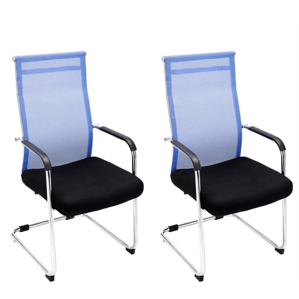 Set van 2 Vergaderstoelen BRAMEN, Metalen Frame, met Mesh Rugleuning, Zwart/Blauw