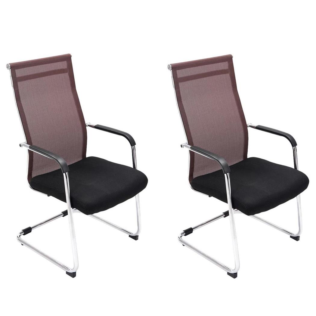 Set van 2 Vergaderstoelen BRAMEN, Metalen Frame, met Mesh Rugleuning, Zwart/Bruin