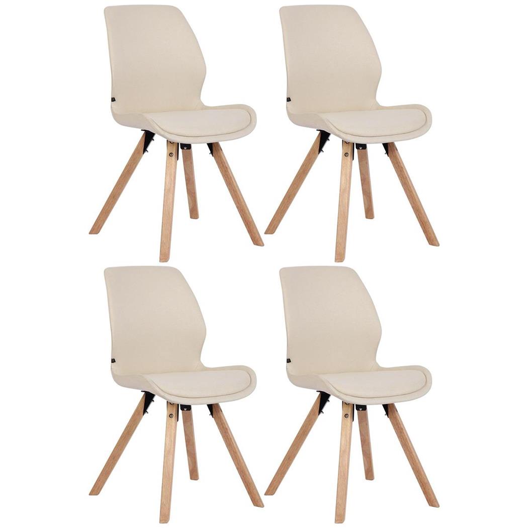 Set van 4 Bezoekersstoelen KALI, Poten van Beukenhout, Gestoffeerde Zitting, Beige Stof