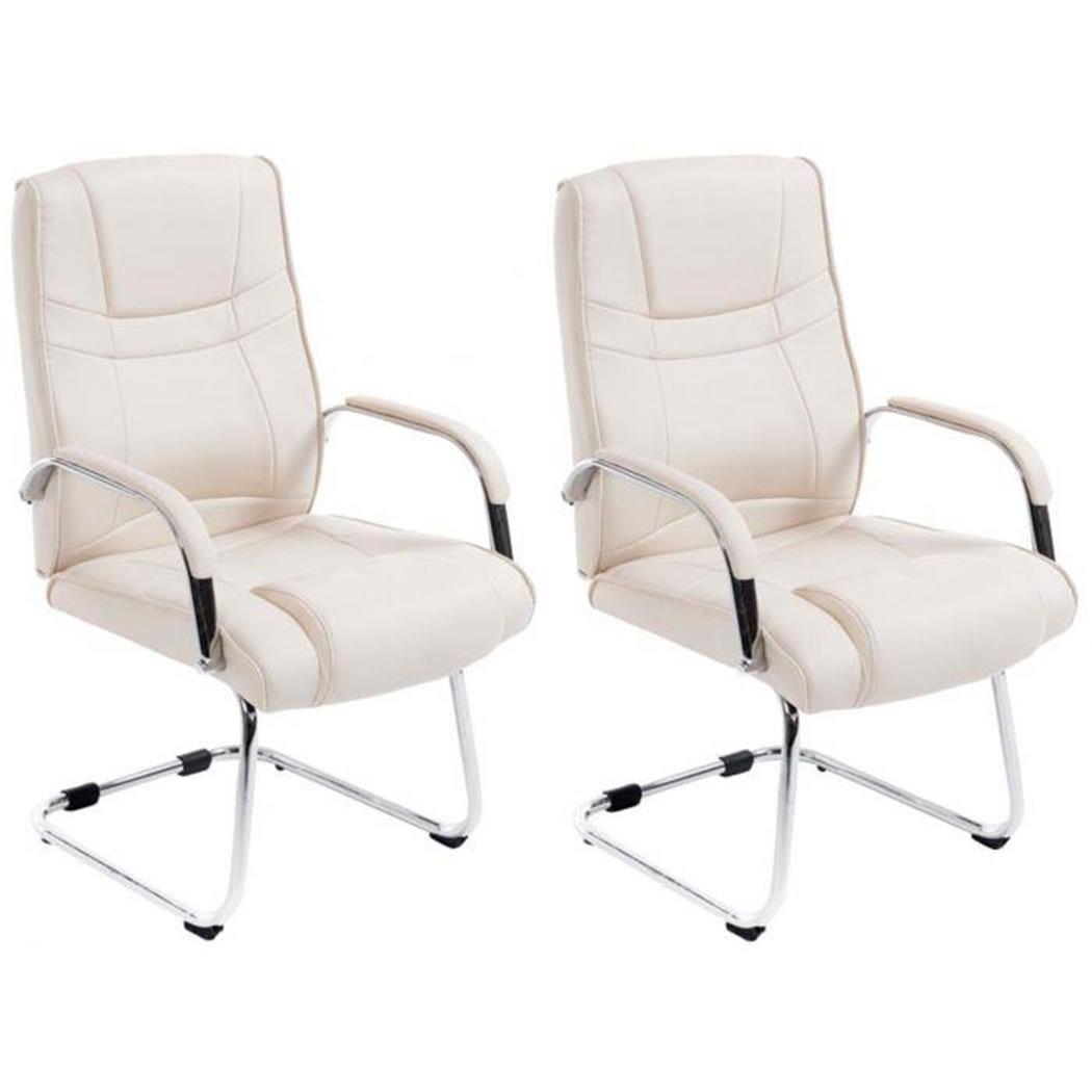 Set van 2 Vergaderstoelen DENVER, Metalen Structuur, Bekleed in Beige Leder