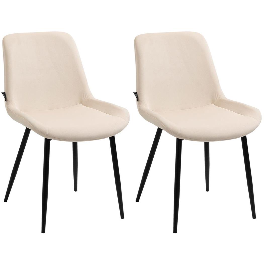 Set van 2 Bezoekers-/eetkamerstoelen VICKY FLUWEEL, Stevig en Comfortabel, Zwarte Poten, Beige