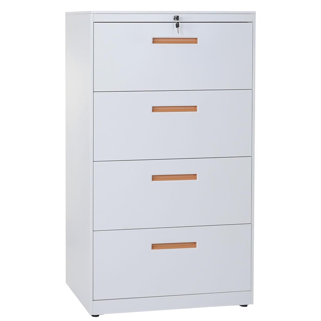 DEMO# Ladenblok DEVIS, 4 lades, 132x76x46 cm, van Staal, Kleur Wit