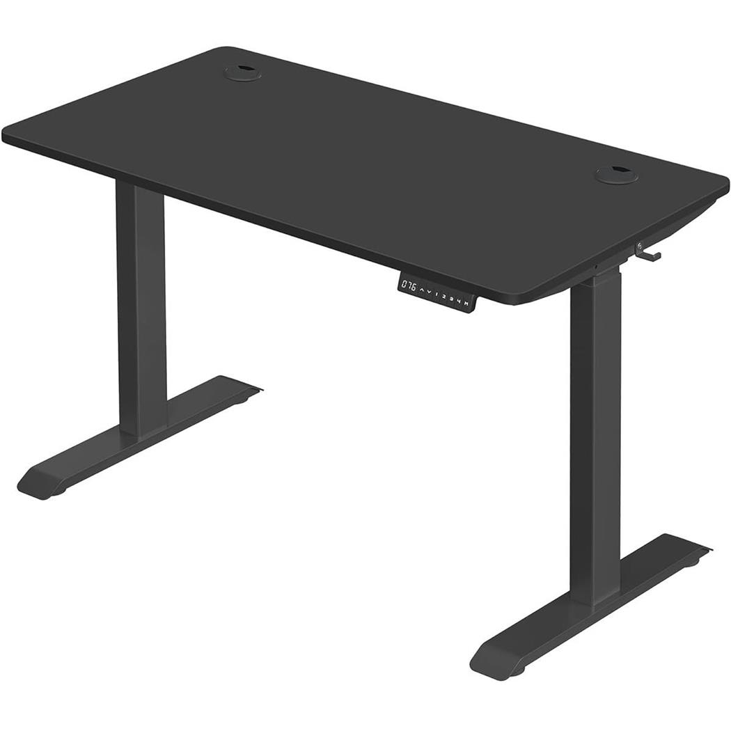 Zit-Sta Bureau MAKALU, 120 x 60 x 71-117 cm, in Hoogte Verstelbaar, Zwart Blad en Zwart Frame