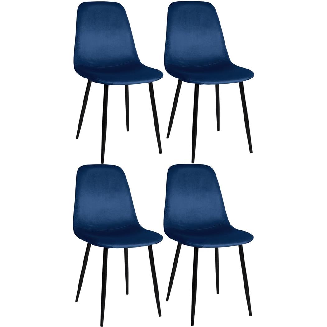 Set van 4 Vergaderstoelen NAIPES, Stevig en Comfortabel, Zwarte Poten, Blauw Fluweel