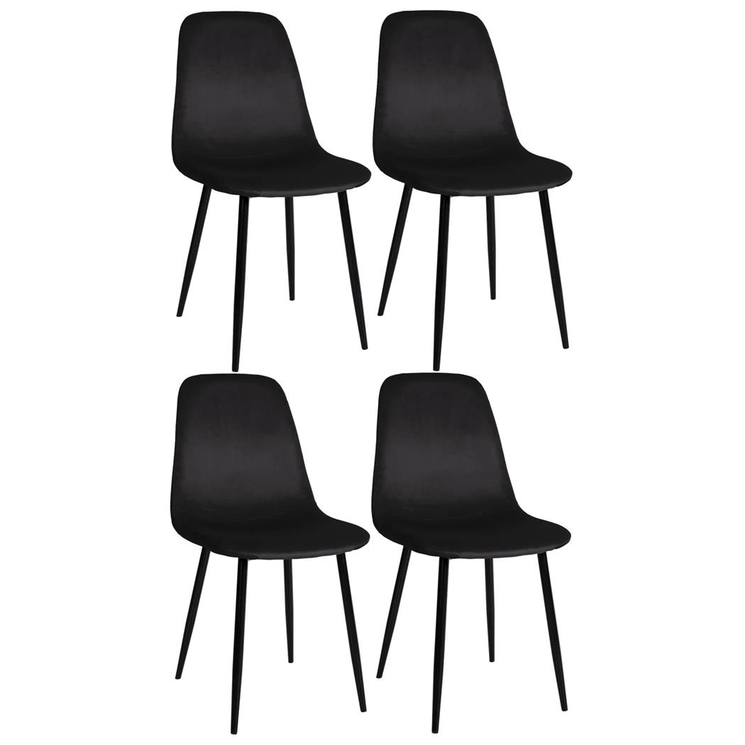 Set van 4 Vergaderstoelen NAIPES, Stevig en Comfortabel, Zwarte Poten, Zwart Fluweel