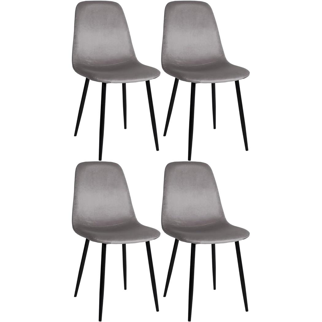 Set van 4 Vergaderstoelen NAIPES, Stevig en Comfortabel, Zwarte Poten, Grijs Fluweel