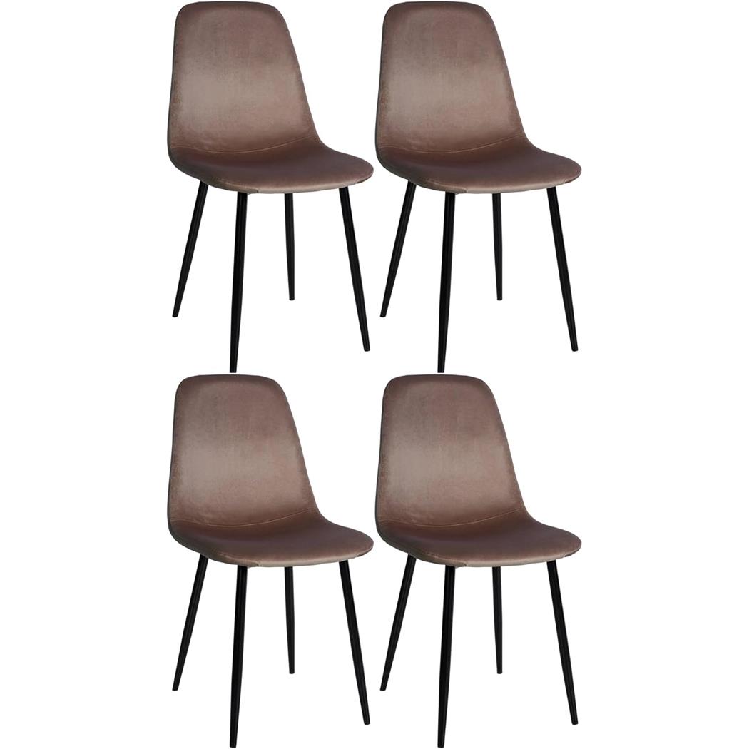 Set van 4 Vergaderstoelen NAIPES, Stevig en Comfortabel, Zwarte Poten, Bruin Fluweel