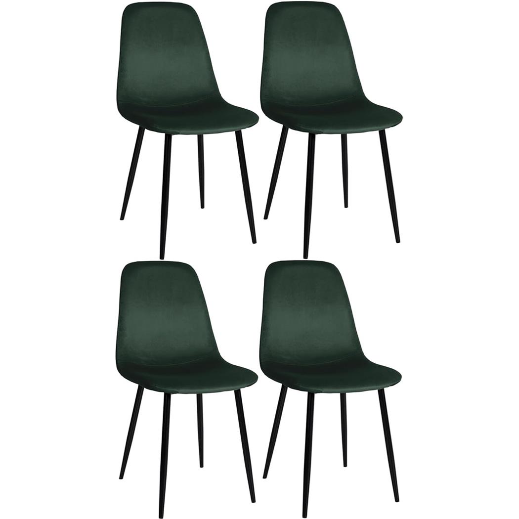 Set van 4 Vergaderstoelen NAIPES, Stevig en Comfortabel, Zwarte Poten, Groen Fluweel