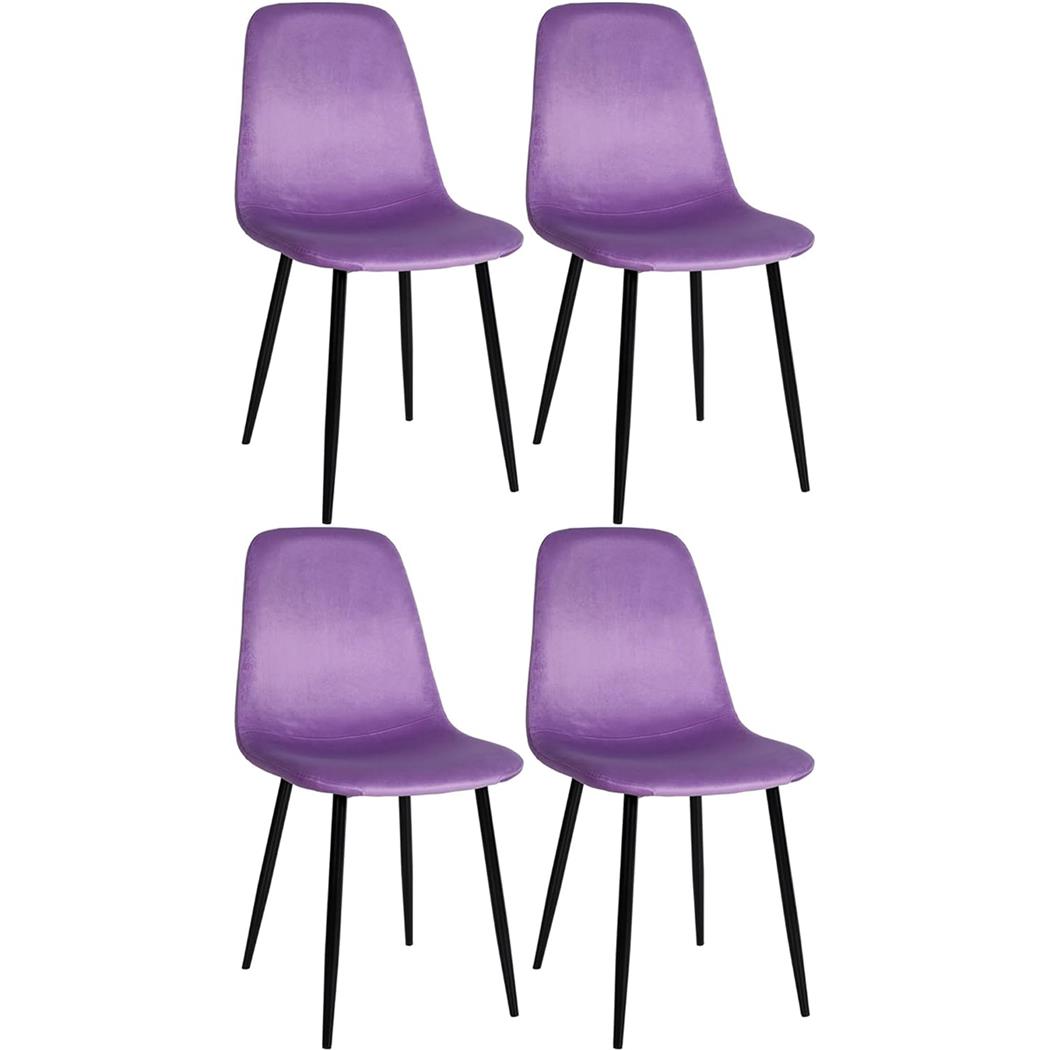 Set van 4 Vergaderstoelen NAIPES, Stevig en Comfortabel, Zwarte Poten, Paars Fluweel