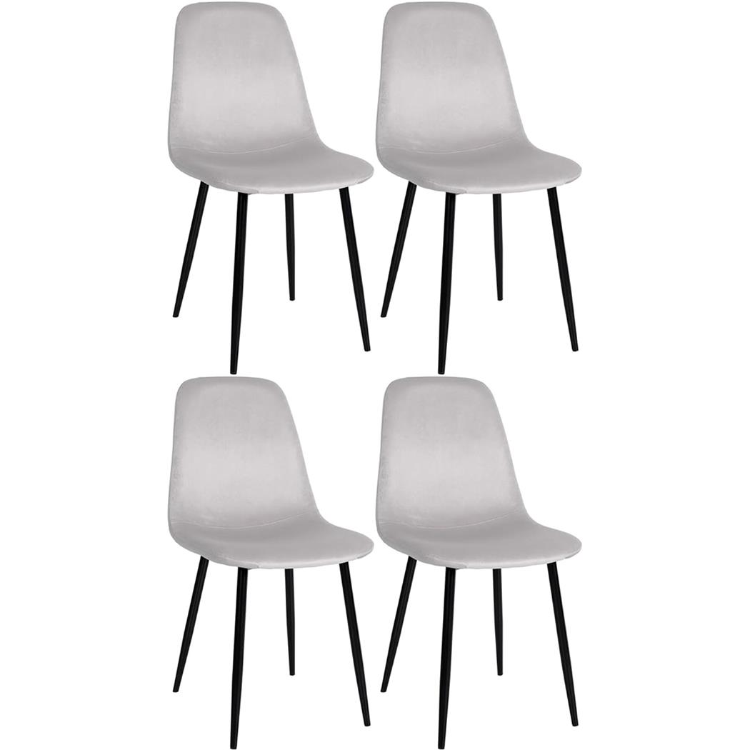 Set van 4 Vergaderstoelen NAIPES, Stevig en Comfortabel, Zwarte Poten, Beige Fluweel