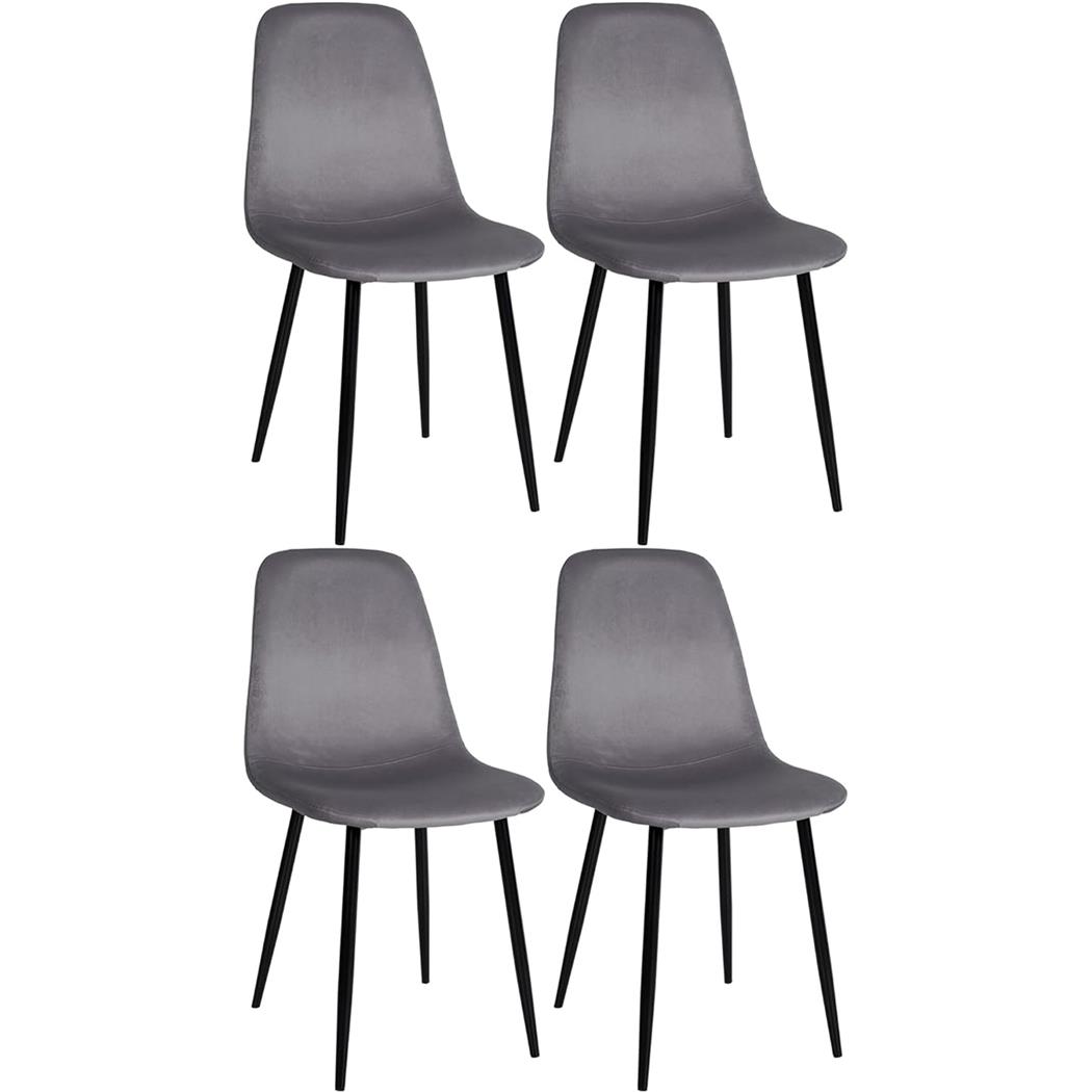 Set van 4 Vergaderstoelen NAIPES, Stevig en Comfortabel, Zwarte Poten, Donkergrijs Fluweel