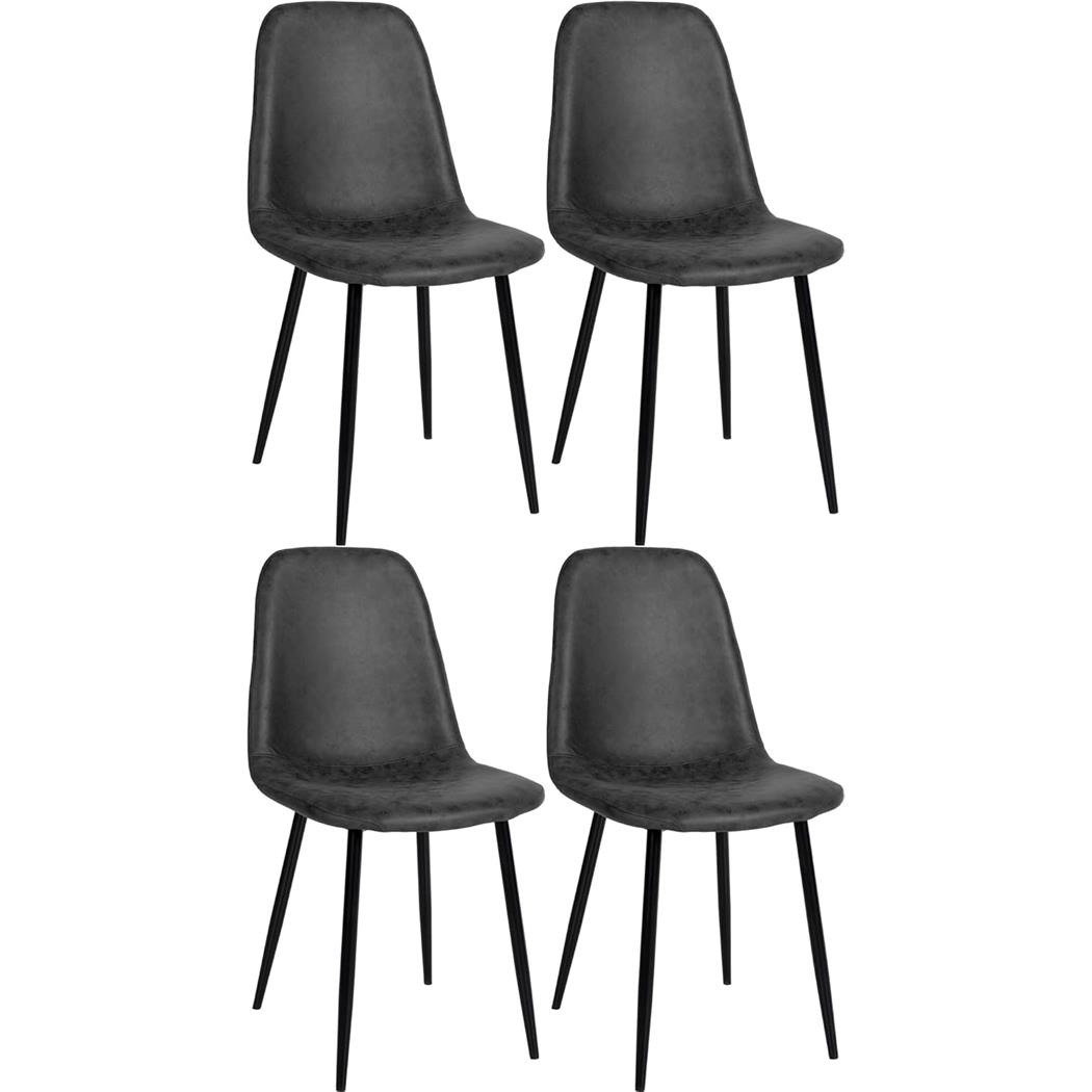 Set van 4 Vergaderstoelen NAIPES, Stevig en Comfortabel, Zwarte Poten, Zwart Vintage Leder