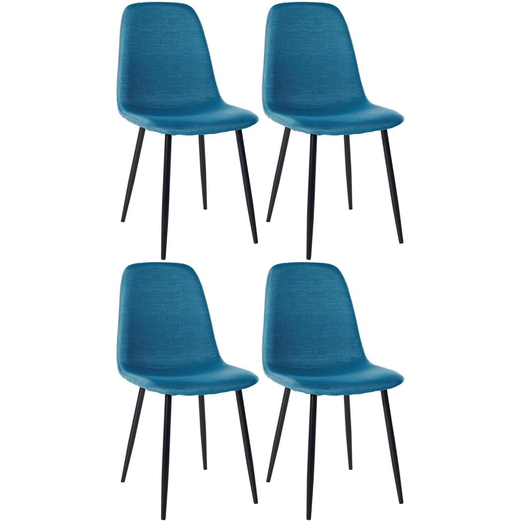 Set van 4 Vergaderstoelen NAIPES, Stevig en Comfortabel, Zwarte Poten, Blauwe Stof