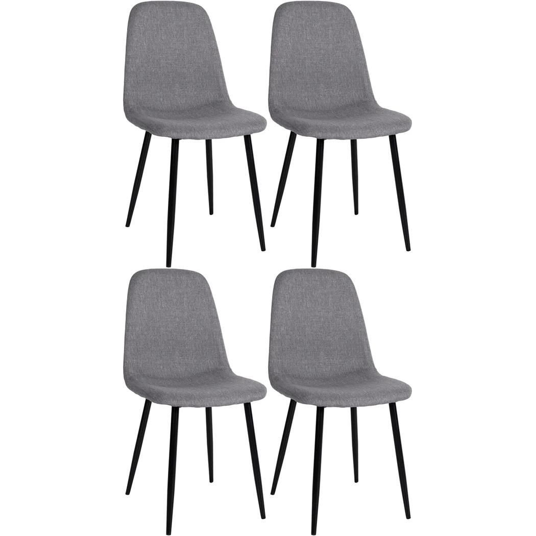 Set van 4 Vergaderstoelen NAIPES, Stevig en Comfortabel, Zwarte Poten, Donkergrijze Stof