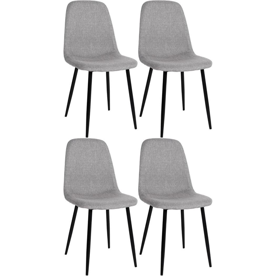 Set van 4 Vergaderstoelen NAIPES, Stevig en Comfortabel, Zwarte Poten, Lichtgrijze Stof