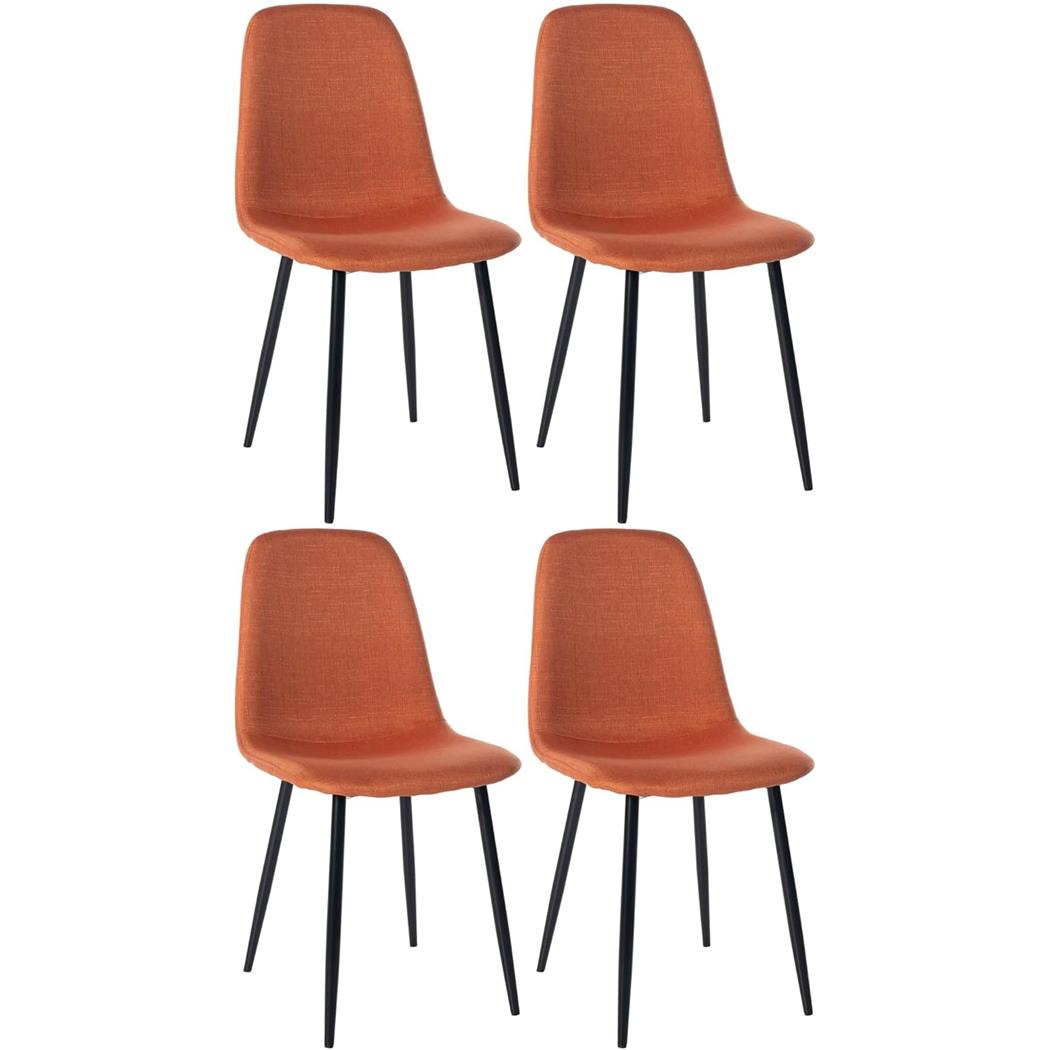 Set van 4 Vergaderstoelen NAIPES, Stevig en Comfortabel, Zwarte Poten, Oranje Stof