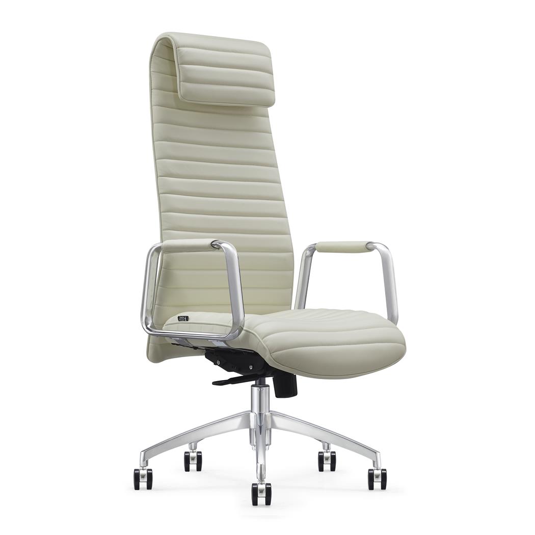 Directiestoel ASPERA, Ergonomisch Elegant Ontwerp, Belastbaar tot 150 kg, Beige Echt Leder