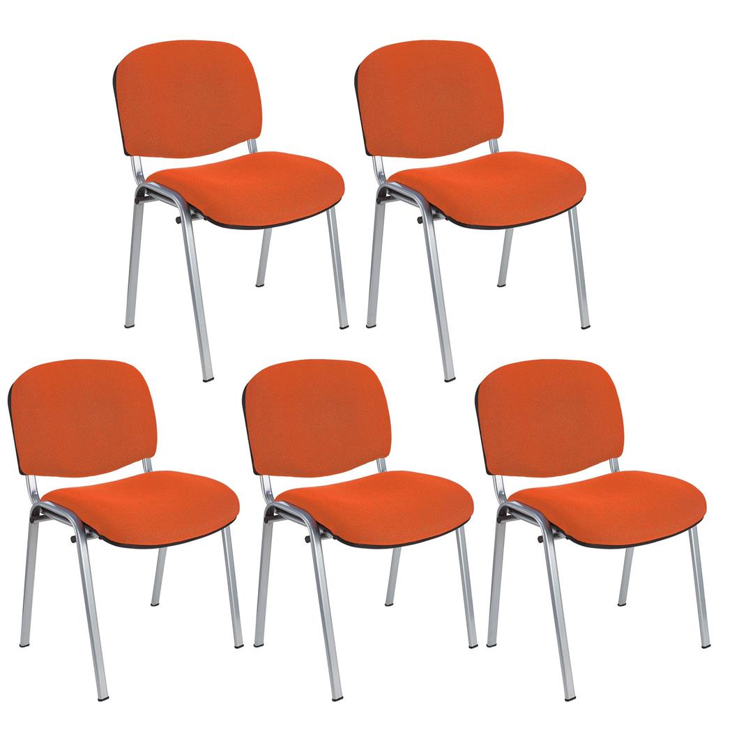 Set van 5 vergaderstoelen MOBY BASE,  Comfortabel en praktisch, Ongelooflijke Prijs, Kleur Oranje en Grijze Poten