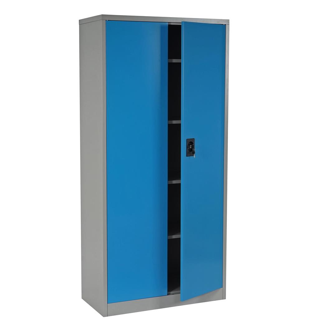 Metalen archiefkast OLSEN 2 DEUREN, 180x85x40cm,in Staal, Kleur Blauw