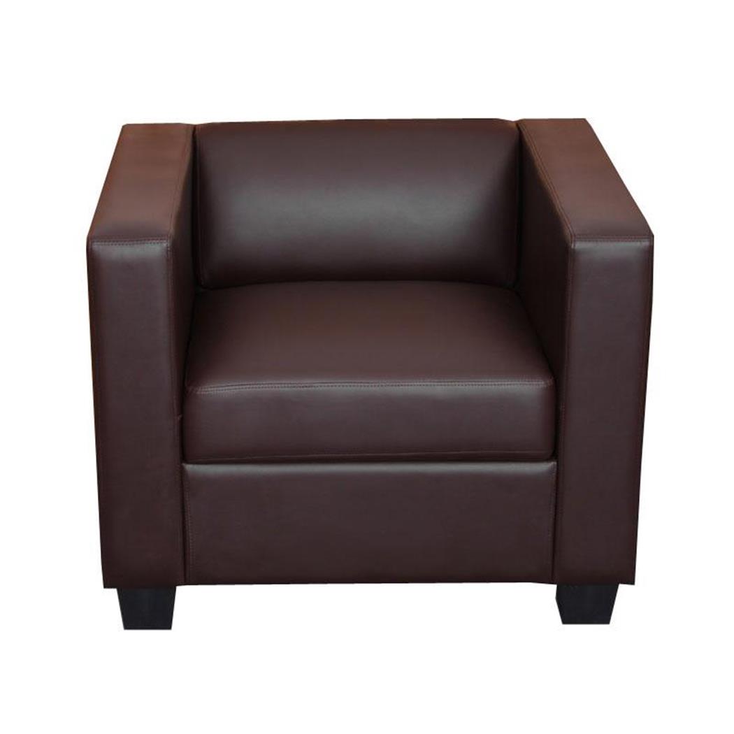 Fauteuil BASIL, Elegant Ontwerp, Groot Zitcomfort, in Leder, Kleur Bruin