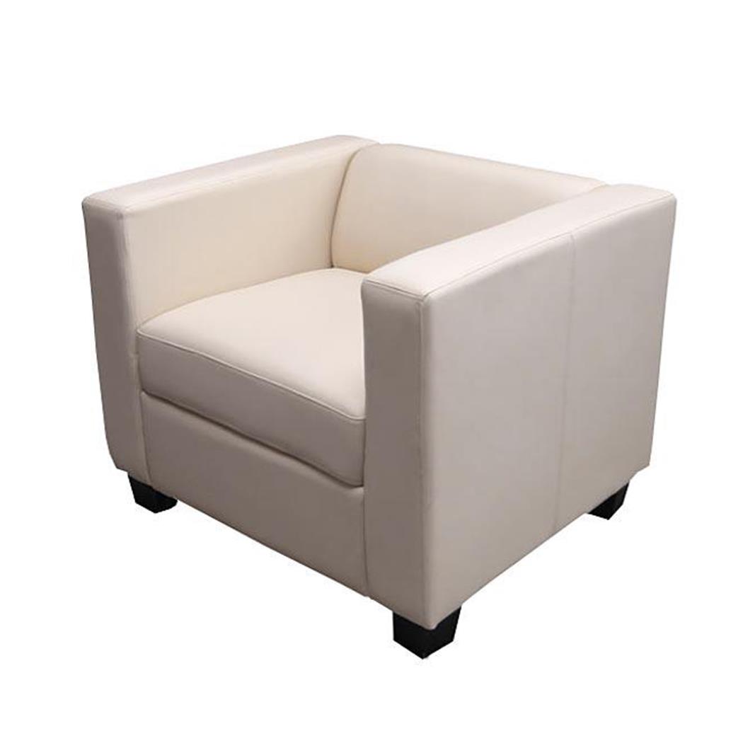 Fauteuil BASIL, Elegant Ontwerp, Groot Zitcomfort, in Echt Leder, Kleur Beige