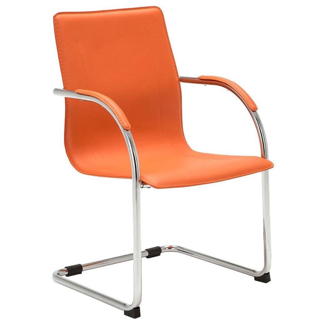 Vergaderstoel FLAP, Metalen frame, Elegant en Modern Ontwerp, Oranje Leder